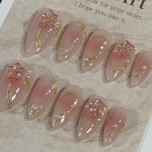 10pcs Of Wearable Nail Art Almond Shaped Handmade Nail Art - Image 8