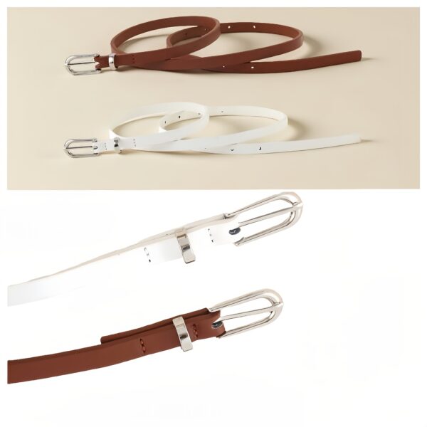 Women's tight-fitting belts, thin waistbands, metal buttons, pants, jeans, dresses - Image 5