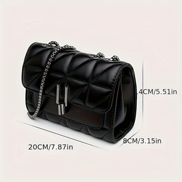 Elegant Black Mini Tartan Crossbody Bag with Adjustable Shoulder Strap - Image 3