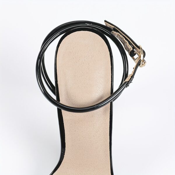 Elegant Black Heart-Shaped Stiletto Heeled Sandals for Women - Image 7
