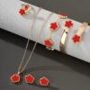 Lucky Clover Bracelet, Necklace, Earrings, Bracelet, Ring Five-piece Set - Image 8