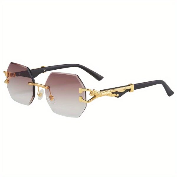 Stylish Retro Frameless Polygon Metal Frame With Leopard Print Design - Image 3