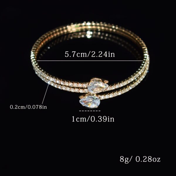 A Double-layer Water-drilled Water Drop Zirconia Open Bangle Suitable For Ladies To Wear - Image 6