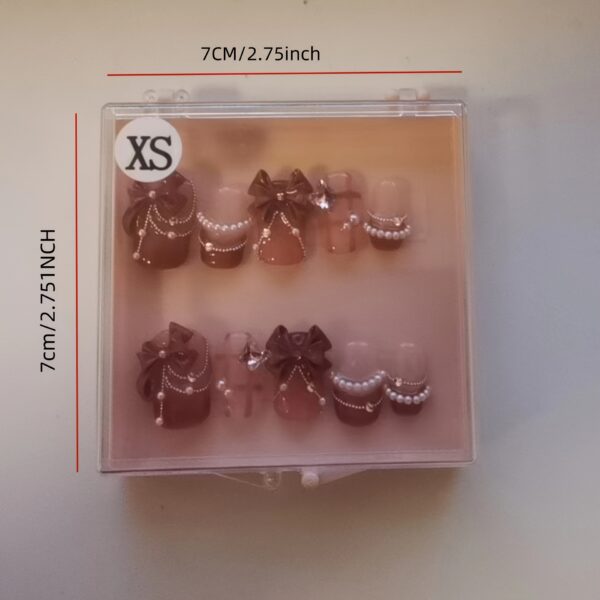Pink Princess Gradient Butterfly Bow Handcrafted Nails - Image 6