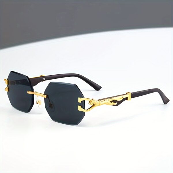 Stylish Retro Frameless Polygon Metal Frame With Leopard Print Design - Image 2