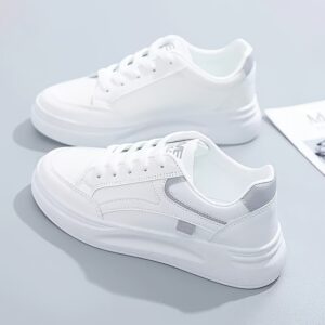 Women's White Low-Top Sneakers with Mint Green Accents