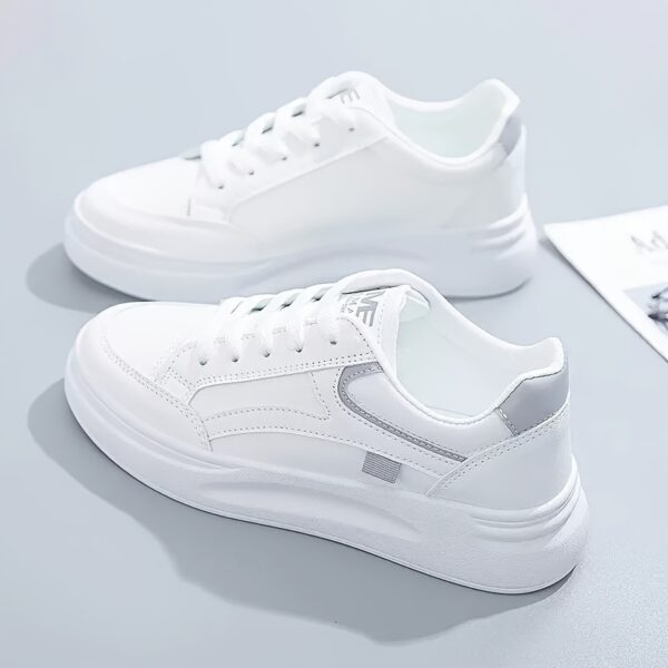 Women's White Low-Top Sneakers with Mint Green Accents