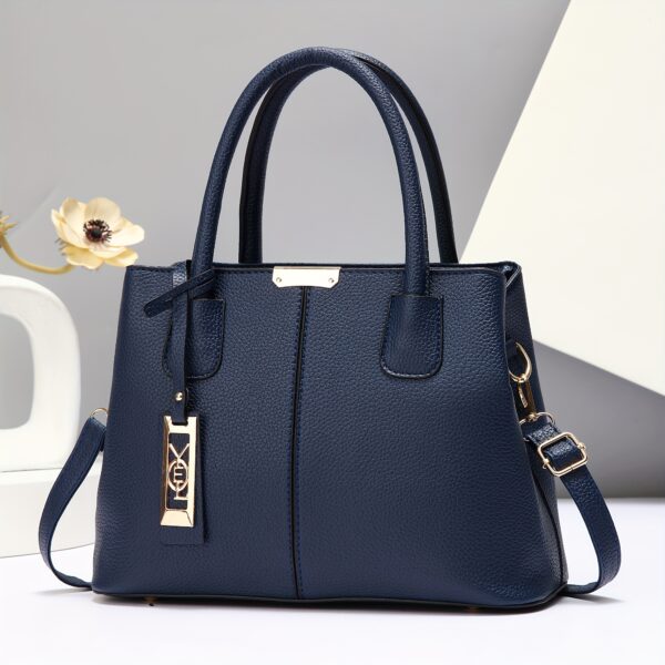 Large Capacity Gray PU Tote Bag - Image 19