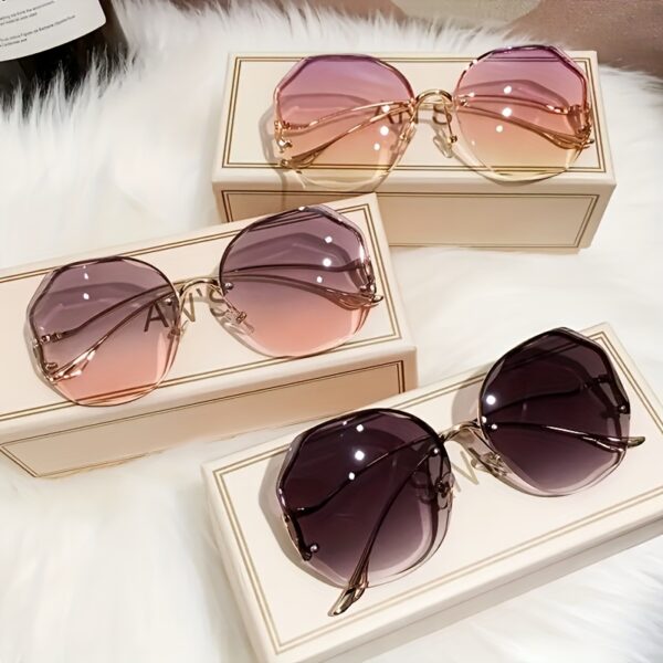 Women's Frameless Square Fashion Glasses with Gradient Lenses & Metal Frame - Image 2
