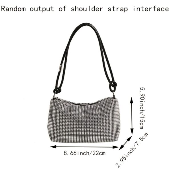 Stylish Black Rhinestone-Embellished Crossbody Bag with Golden-Tone Chain Strap - Image 4