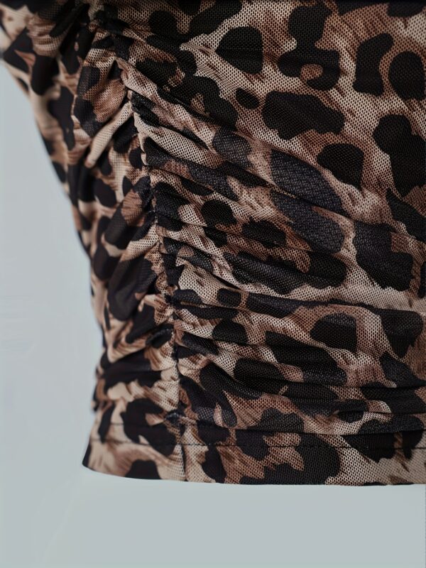 Backless Square Neck Tank Top with Micro-Elastic Leopard Print Straps - Image 5