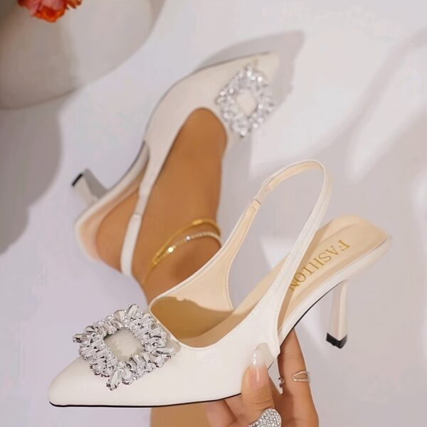 Elegant Women'S Pointed Toe Stiletto Heels with Rhinestone Buckle Strap - Image 3