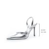 Women's Elegant Pointed Silvery Open Heel Thin High - Image 11