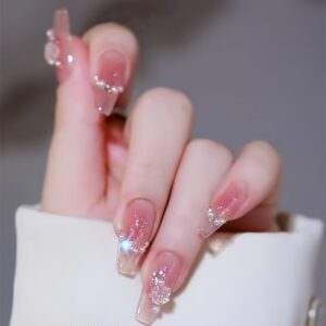 24pcs Medium-Length Camellia Rose Press-On Nail Set