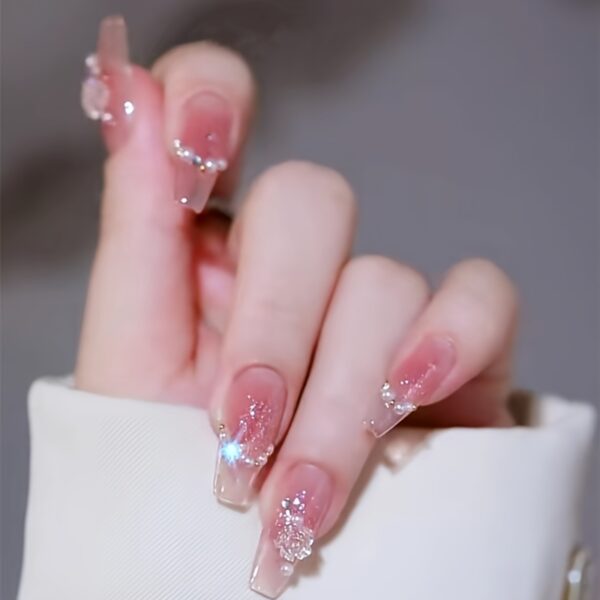 24pcs Medium-Length Camellia Rose Press-On Nail Set