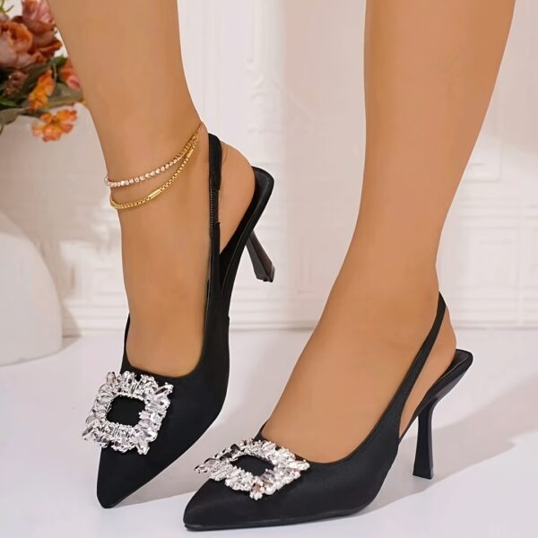 Elegant Women'S Pointed Toe Stiletto Heels with Rhinestone Buckle Strap - Image 2
