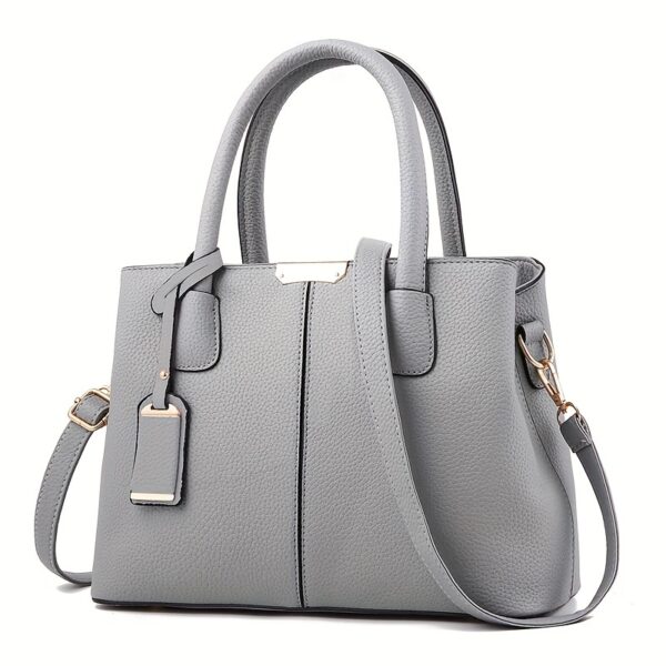 Large Capacity Gray PU Tote Bag