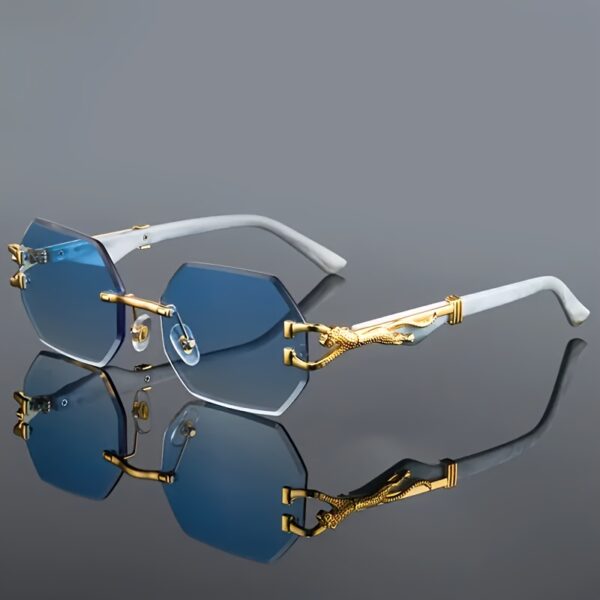 Stylish Retro Frameless Polygon Metal Frame With Leopard Print Design