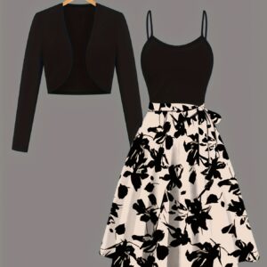 Women'S Elegant Polyester Knit Two-Piece Dress