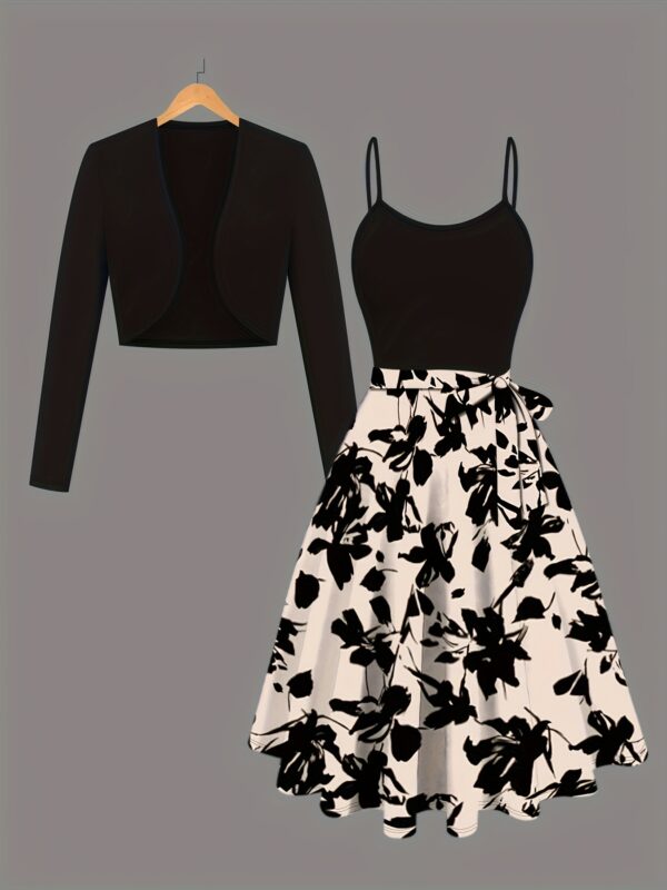 Women'S Elegant Polyester Knit Two-Piece Dress