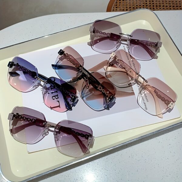 Fashionable vintage Women's glasses with large frames, borderless high-end fashion glasses - Image 8