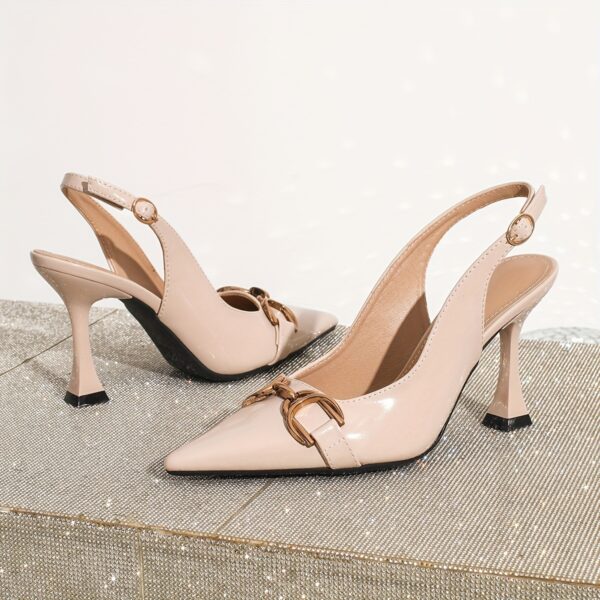 A Pair of Elegant Pointed-Toe High Heels with Slender Stiletto Heels, Featuring Shiny Surfaces And Metallic Buckle Decorations. They Are Sexy, Noble, And Graceful, Suitable for Weddings, Evening Parties, And Daily Work Wear, Making Them a Fashionable And Versatile Choice for Women. - Image 7