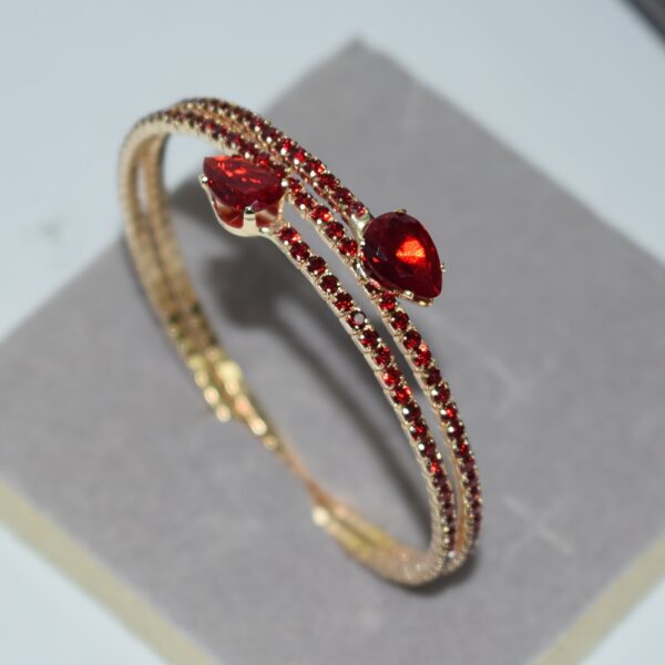 A Double-layer Water-drilled Water Drop Zirconia Open Bangle Suitable For Ladies To Wear - Image 2