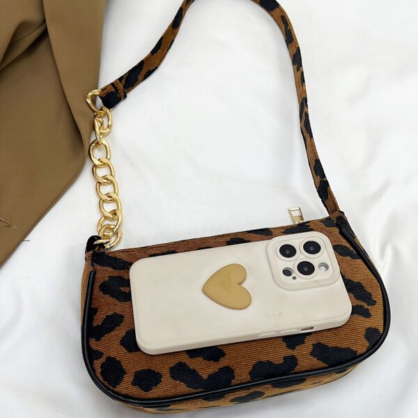 Women's Fashion Houndstooth & Leopard Print Crossbody Bag - Image 6