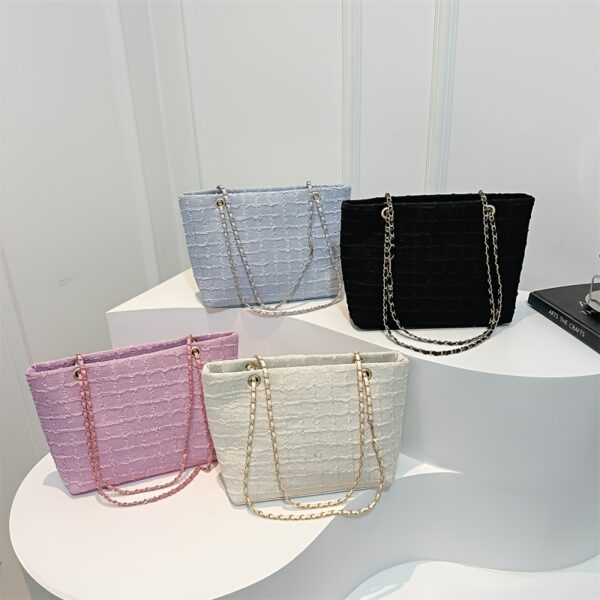 1pc Personality Wrinkled Tote Bag with Shoulder Chain