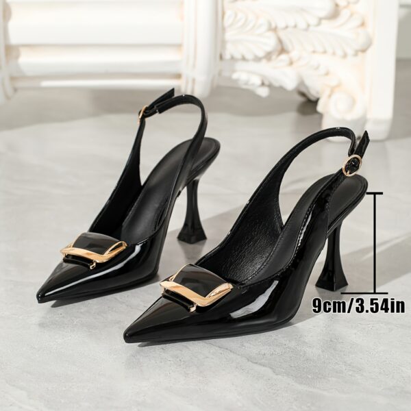 Women'S Elegant Pointed-Toe Stiletto Heel Sandals with Metal Buckle Ankle Strap - Image 12