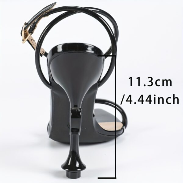 Elegant Black Heart-Shaped Stiletto Heeled Sandals for Women - Image 8
