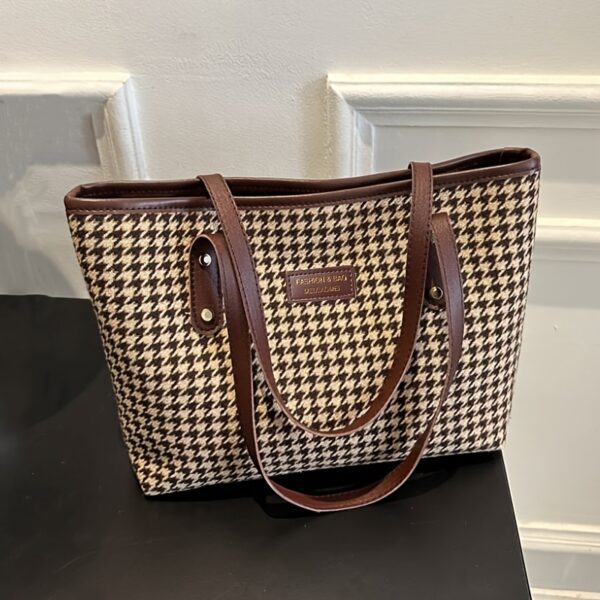 1 pc Women's Houndstooth Tote Bag - Image 4