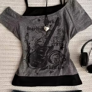 Two-Tone Gray & Black T-Shirt for Women