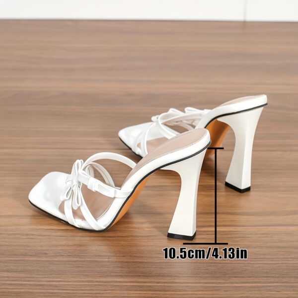 Elegant White Women'S Summer High Heel Sandals with Cross Bow Detail - Image 5