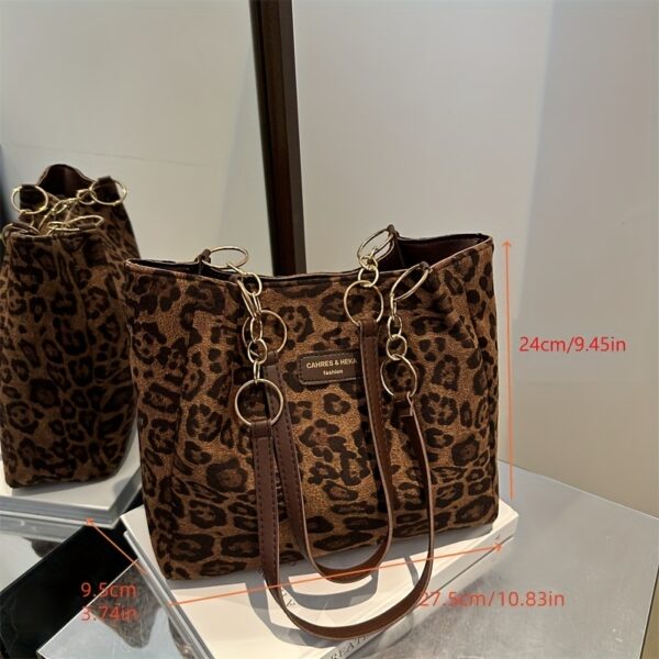 Vintage-Inspired Large Capacity Leopard Print Tote Bag for Women