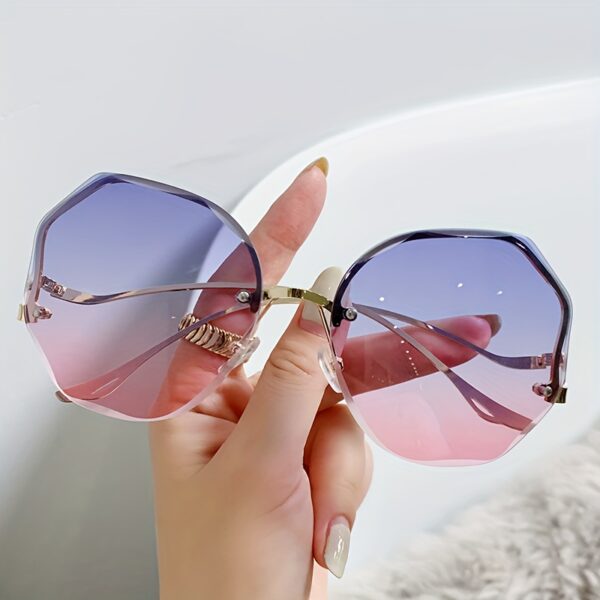 Women's Frameless Square Fashion Glasses with Gradient Lenses & Metal Frame - Image 5