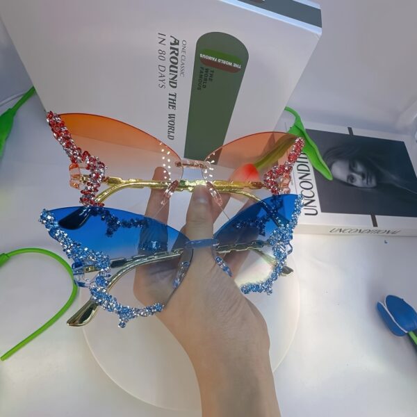 American Fashion Butterfly Shape Diamond Large Frame Retro Trend High-End Prom Catwalk Glasses - Image 15