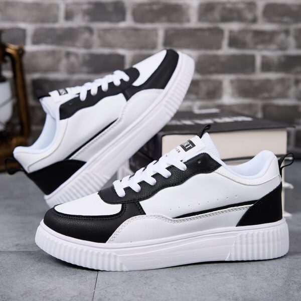 Women,s Trendy Black & White Low-Top Lace-Up Shoes - Image 8