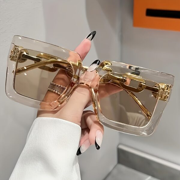 Oversized square fashion glasses with PC lenses - Image 4