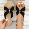 Women'S Beige Jewel Embroidery Flat Sandals - Image 3