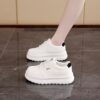Women's White Low-Top Lace-Up Casual Sneakers with Thick Cushioned TPU Sole - Image 2