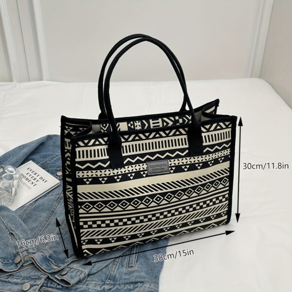 Vintage Bohemian Style Tote Bag for Women, Fashion Casual Large Capacity Handbag, Perfect for Shopping, Traveling And Daily Shoulder Bag - Image 9