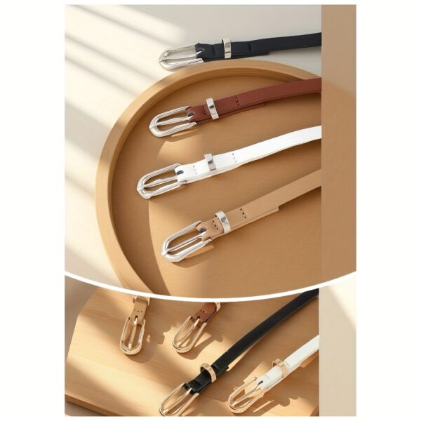 Women's tight-fitting belts, thin waistbands, metal buttons, pants, jeans, dresses - Image 6