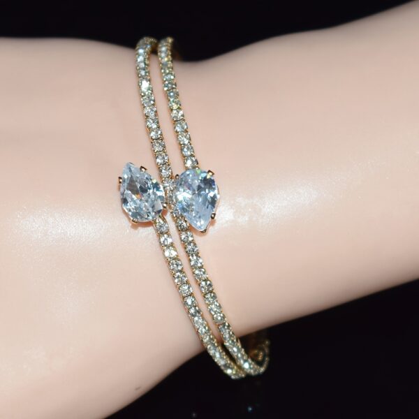A Double-layer Water-drilled Water Drop Zirconia Open Bangle Suitable For Ladies To Wear - Image 7