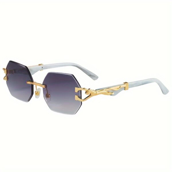 Stylish Retro Frameless Polygon Metal Frame With Leopard Print Design - Image 9