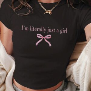 Letter & Bow Print Crew Neck T-shirt