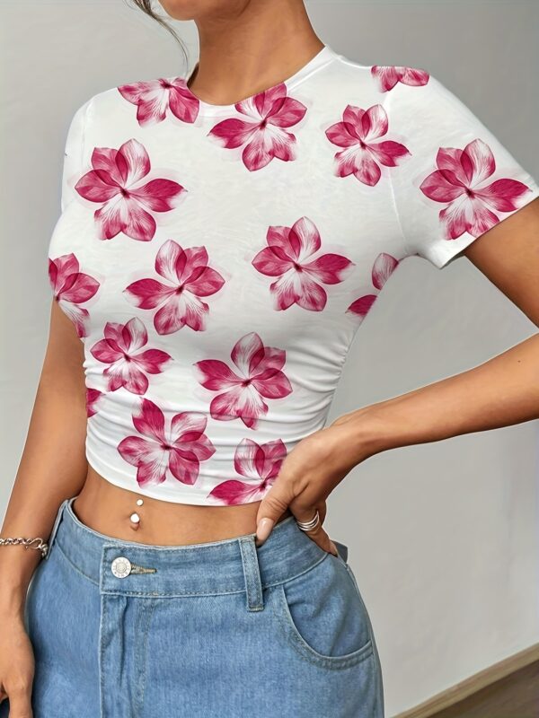 Women'S Floral Print Crop Top T-Shirt - Image 3