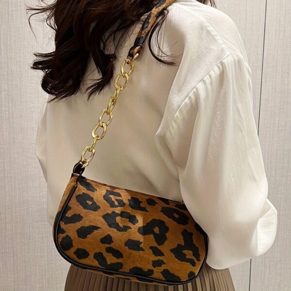Women's Fashion Houndstooth & Leopard Print Crossbody Bag - Image 2