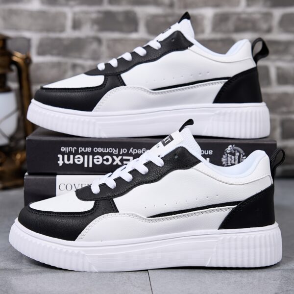 Women,s Trendy Black & White Low-Top Lace-Up Shoes - Image 6