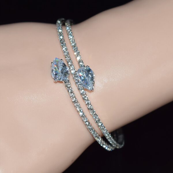 A Double-layer Water-drilled Water Drop Zirconia Open Bangle Suitable For Ladies To Wear - Image 8